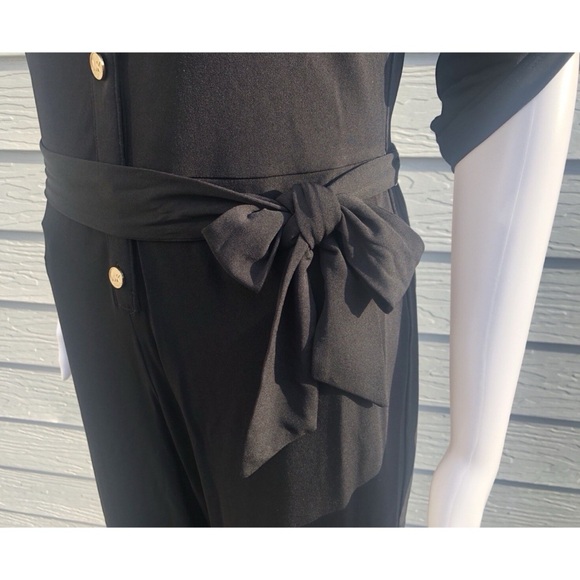 ⭐️2/$50⭐️MICHAEL KORS Jumpsuit Womens Black Cropped Wide Leg Tie Waist Stretch 🖤 - Picture 11 of 14